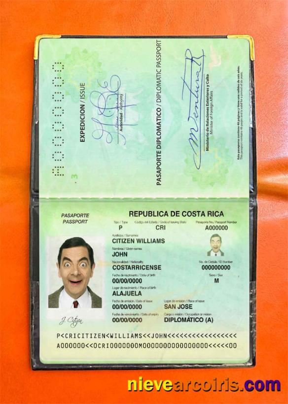 Costa Rica diplomatic passport photolook